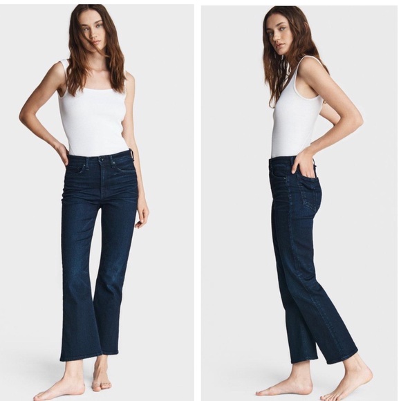 rag & bone Denim - RAG & BONE Mid Rise Crop Flare Jeans in RIVINGTON WASH SIZE 24